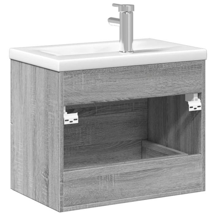 Armoire lavabo de salle de bain avec bassin intégré sonoma gris - Photo n°7