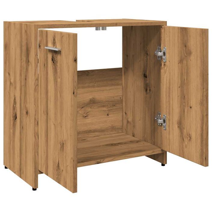 Armoire lavabo de salle de bain chêne artisanal 60x33x60 cm - Photo n°6