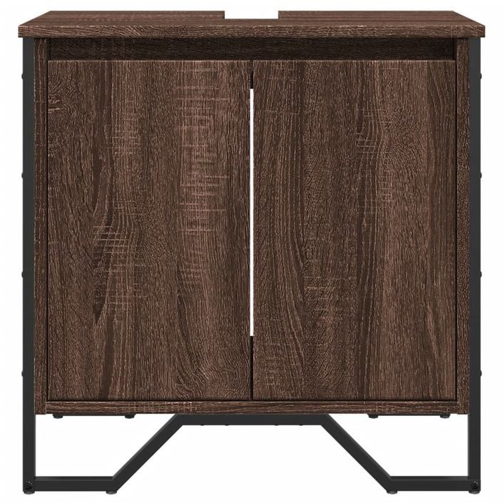 Armoire lavabo de salle de bain chêne marron 60x35x60 cm - Photo n°4