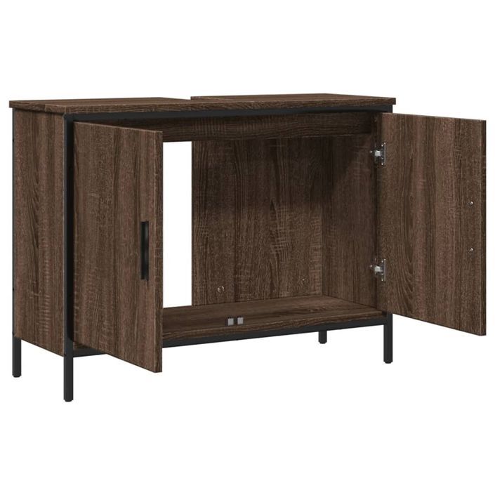 Armoire lavabo de salle de bain chêne marron 80x30x60 cm - Photo n°6