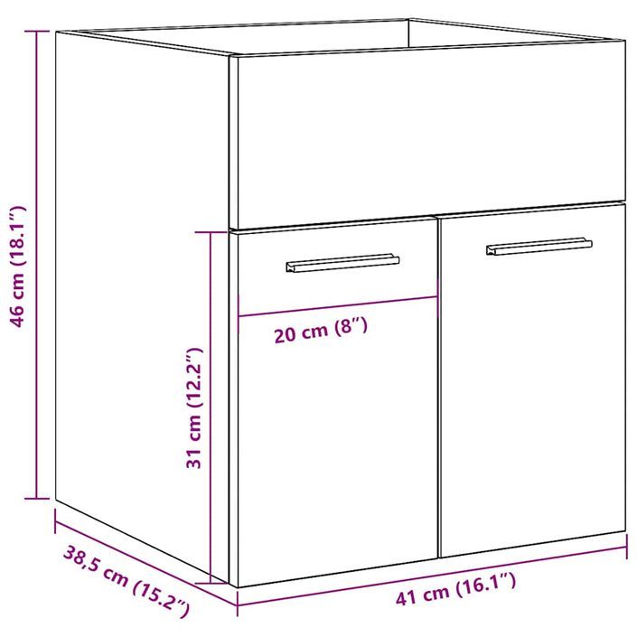 Armoire lavabo de salle de bain chêne sonoma 41x38,5x46 cm - Photo n°10