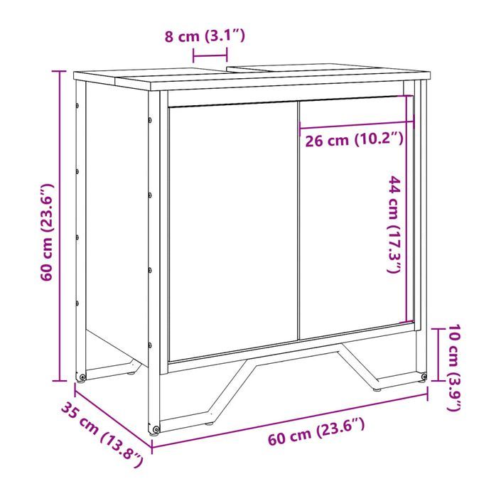 Armoire lavabo de salle de bain chêne sonoma 60x35x60 cm - Photo n°10