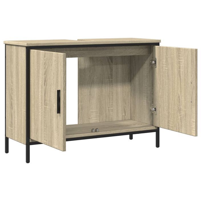 Armoire lavabo de salle de bain chêne sonoma 80x30x60 cm - Photo n°6