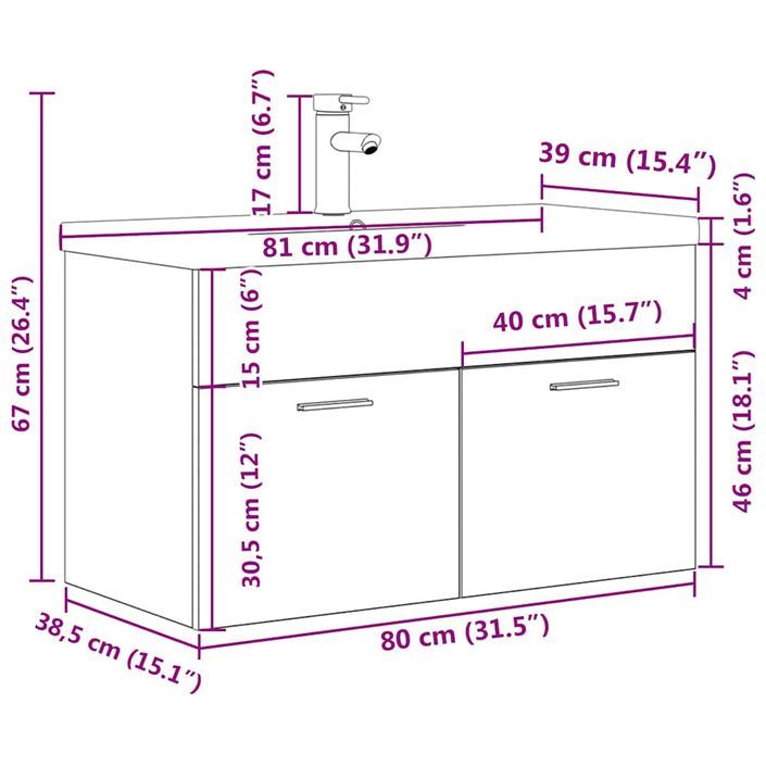 Armoire lavabo de salle de bain et vasque et robinet intégrés - Photo n°11