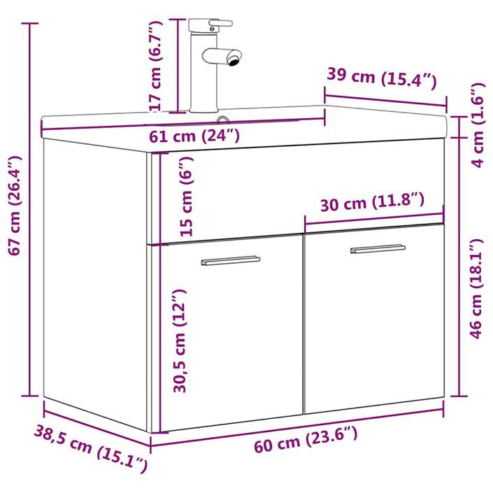 Armoire lavabo de salle de bain et vasque et robinet intégrés - Photo n°11