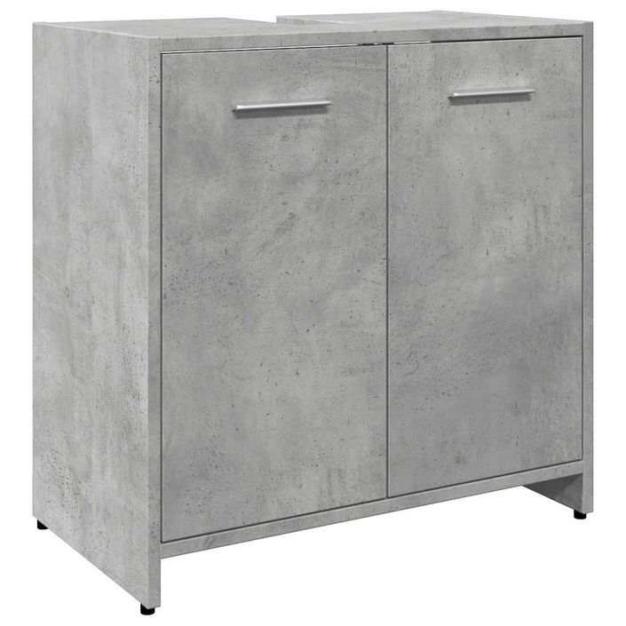 Armoire lavabo de salle de bain gris béton 60x33x60 cm - Photo n°2