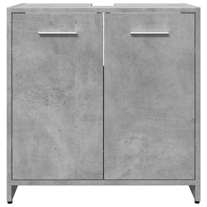 Armoire lavabo de salle de bain gris béton 60x33x60 cm - Photo n°5