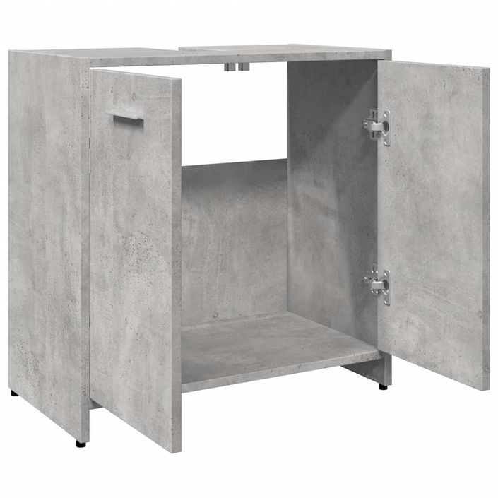 Armoire lavabo de salle de bain gris béton 60x33x60 cm - Photo n°6