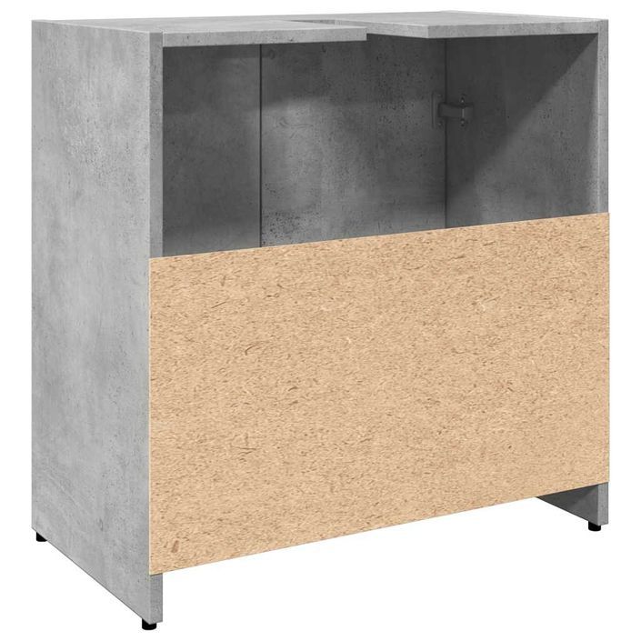 Armoire lavabo de salle de bain gris béton 60x33x60 cm - Photo n°8