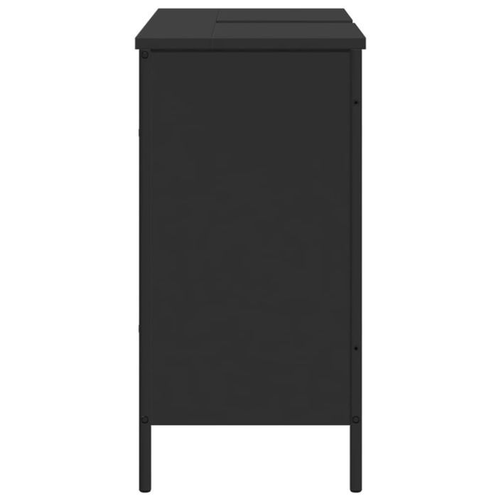 Armoire lavabo de salle de bain noir 80x30x60 cm - Photo n°7