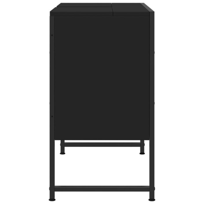 Armoire lavabo de salle de bain noir 80x33x60cm bois ingénierie - Photo n°7