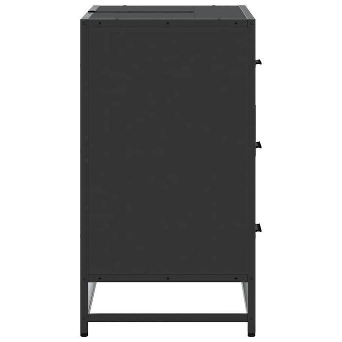 Armoire lavabo de salle de bain noir 80x33x60cm bois ingénierie - Photo n°7