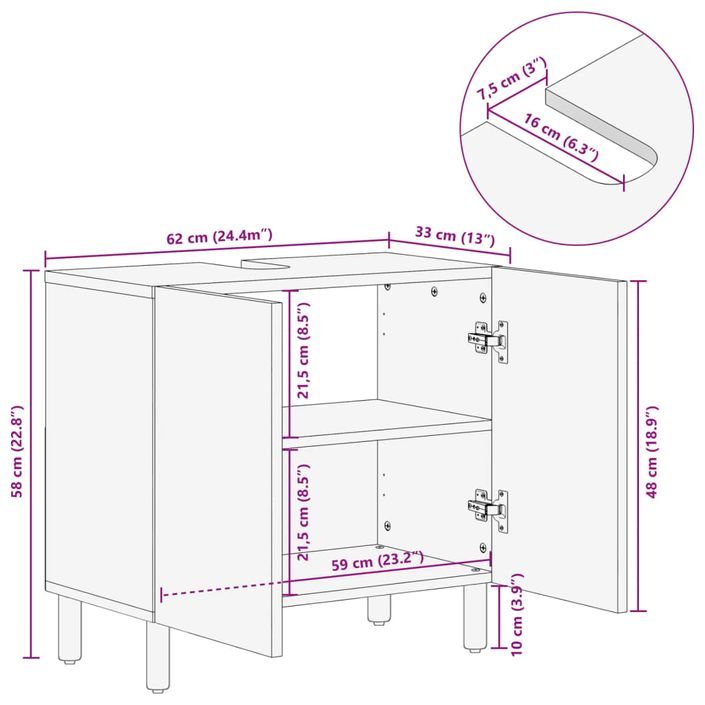 Armoire lavabo de salle de bain noir bois d'ingénierie - Photo n°11