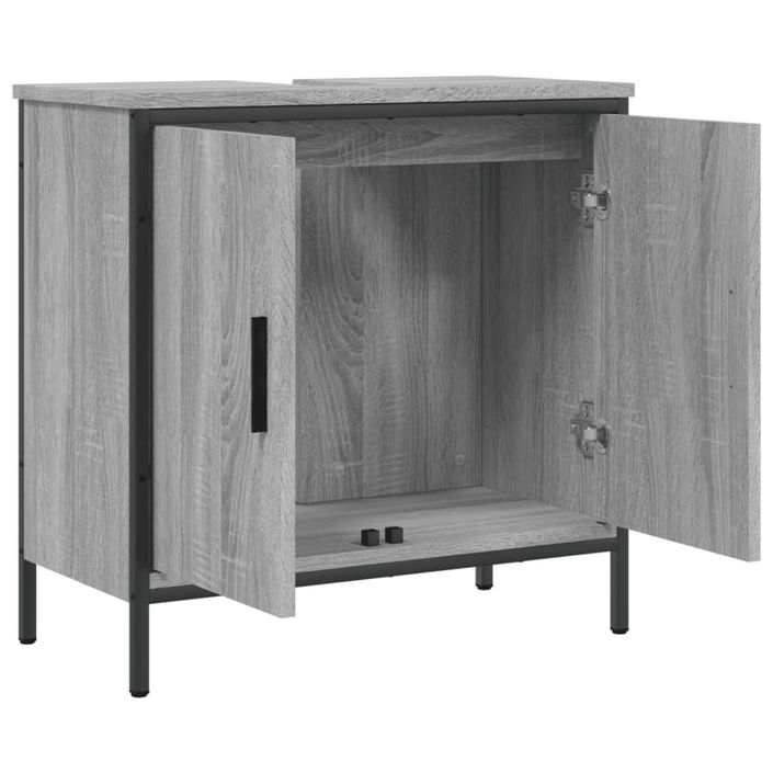 Armoire lavabo de salle de bain sonoma gris 60x30x60 cm - Photo n°6