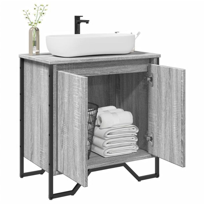 Armoire lavabo de salle de bain sonoma gris 60x35x60 cm - Photo n°1