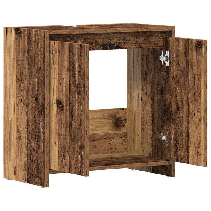 Armoire lavabo de salle de bain vieux bois 60x33x60 cm - Photo n°6