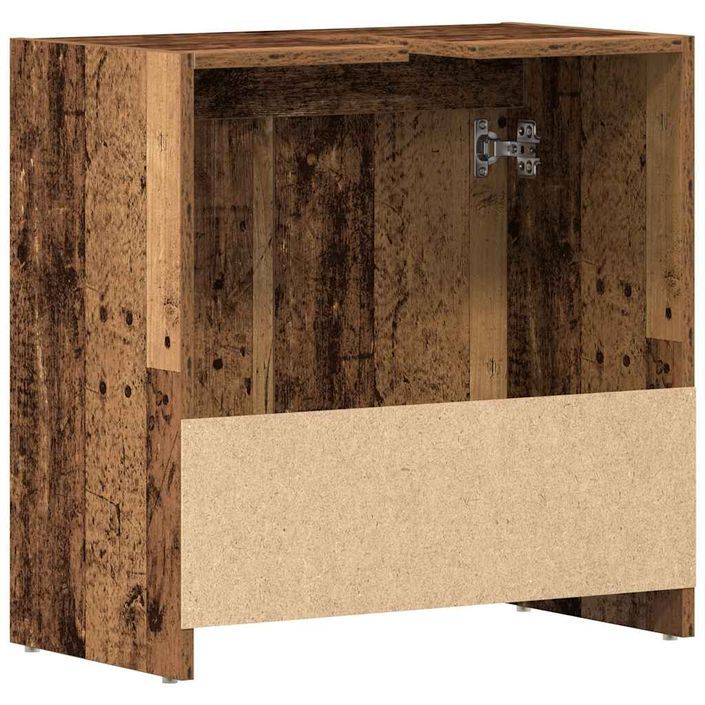 Armoire lavabo de salle de bain vieux bois 60x33x60 cm - Photo n°8