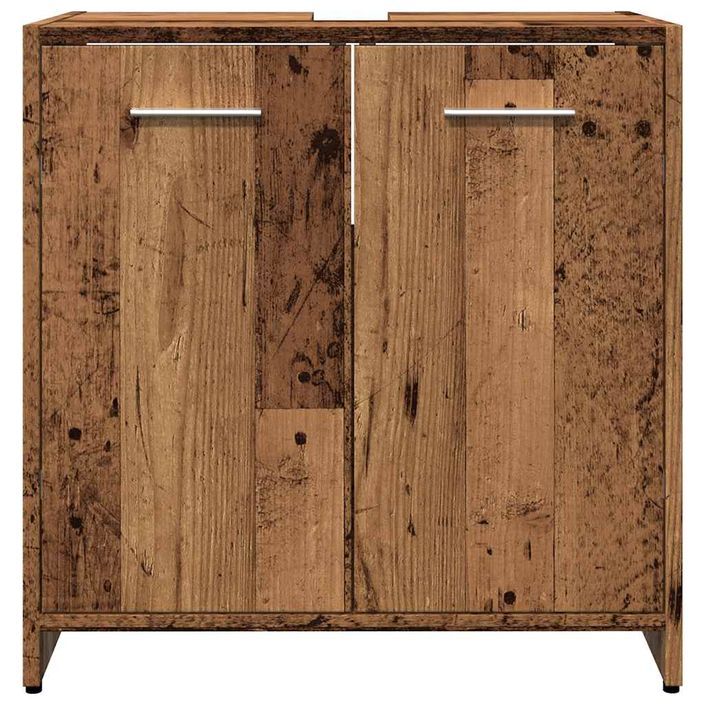 Armoire lavabo de salle de bain vieux bois 60x33x60 cm - Photo n°5