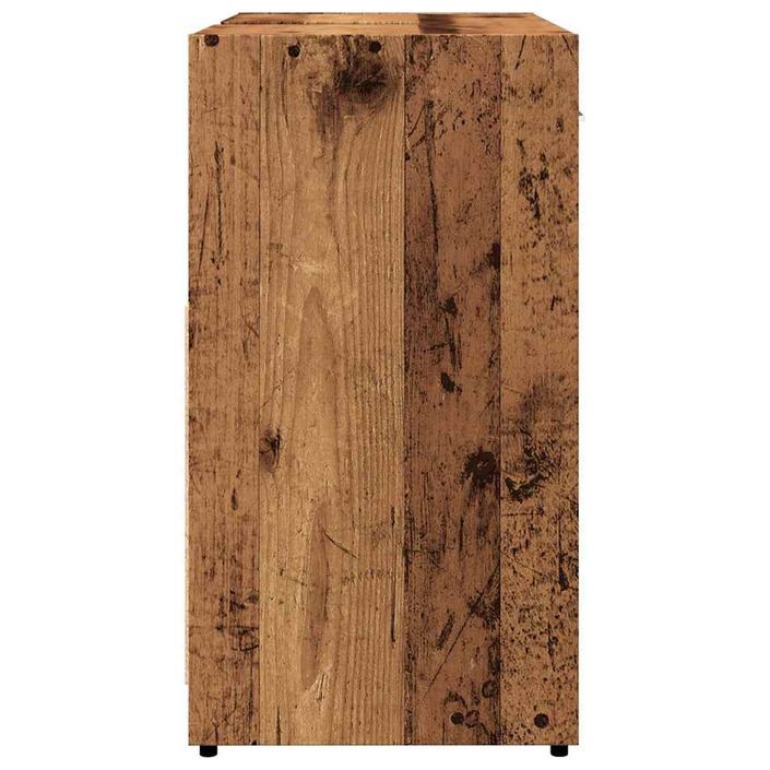 Armoire lavabo de salle de bain vieux bois 60x33x60 cm - Photo n°7