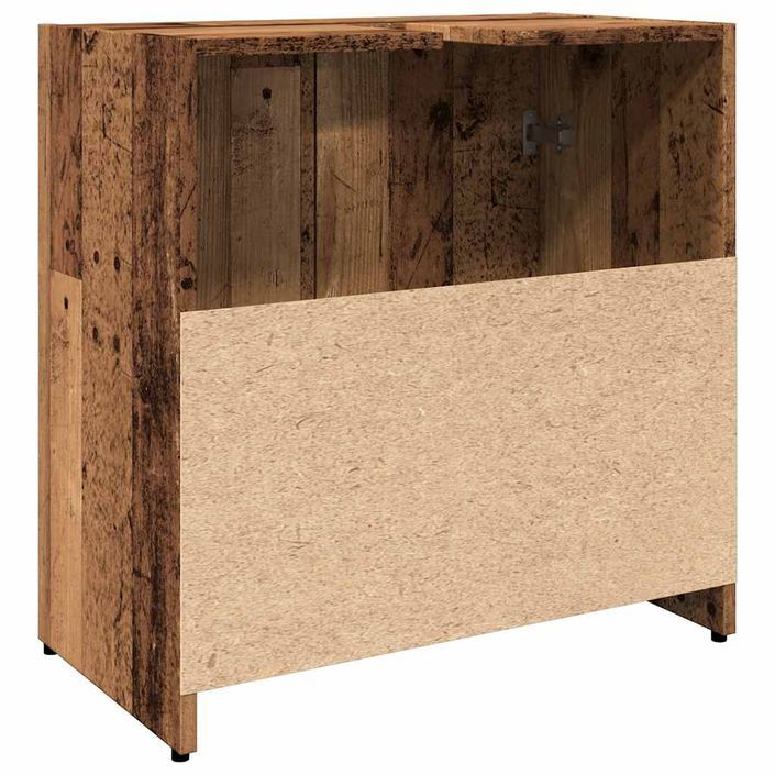 Armoire lavabo de salle de bain vieux bois 60x33x60 cm - Photo n°8