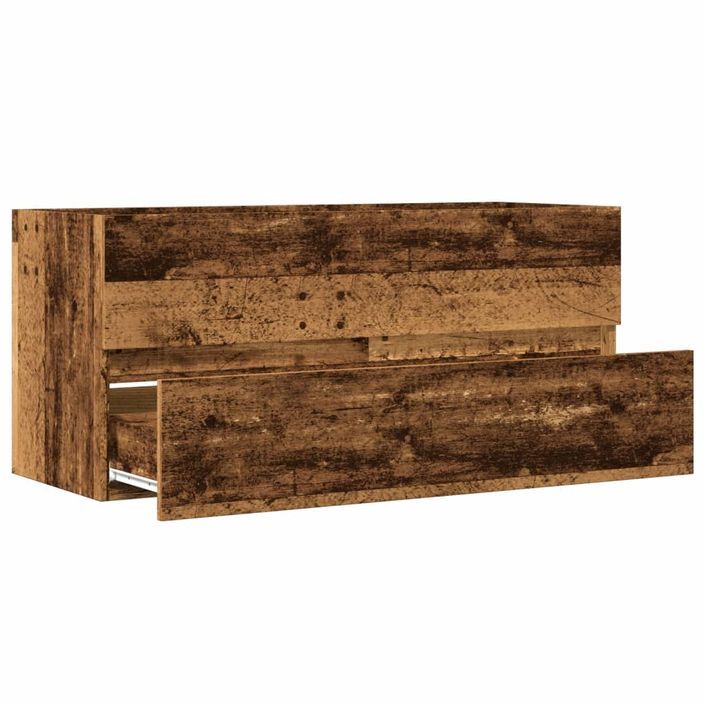 Armoire lavabo vieux bois 100x38,5x45 cm bois d'ingénierie - Photo n°7