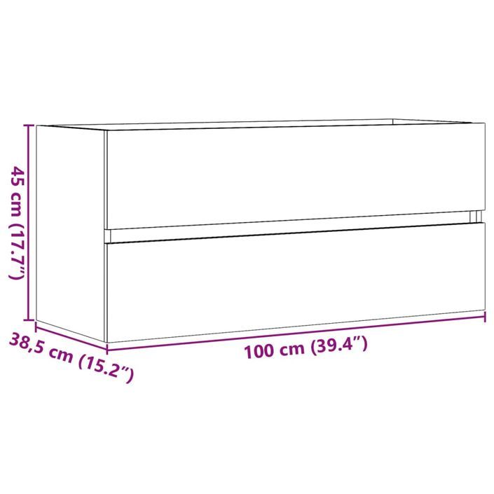 Armoire lavabo vieux bois 100x38,5x45 cm bois d'ingénierie - Photo n°11