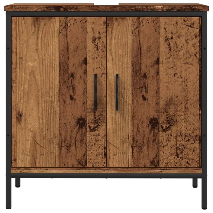 Armoire lavabo vieux bois 60x30x60 cm bois d'ingénierie - Photo n°4