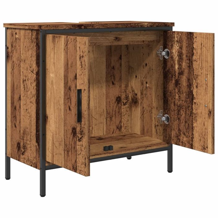 Armoire lavabo vieux bois 60x30x60 cm bois d'ingénierie - Photo n°8