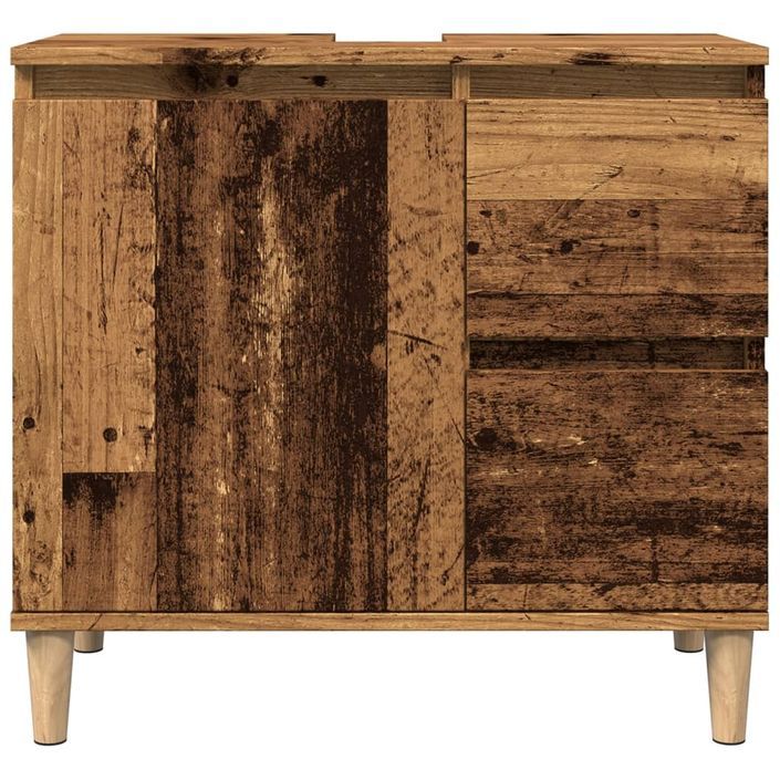 Armoire lavabo vieux bois 65x33x60 cm bois d'ingénierie - Photo n°4