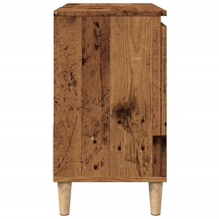 Armoire lavabo vieux bois 65x33x60 cm bois d'ingénierie - Photo n°6