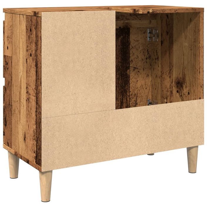 Armoire lavabo vieux bois 65x33x60 cm bois d'ingénierie - Photo n°7