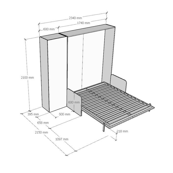 Armoire lit 140x190 cm avec canapé et colonne de rangement bois blanc Kanto - Photo n°16