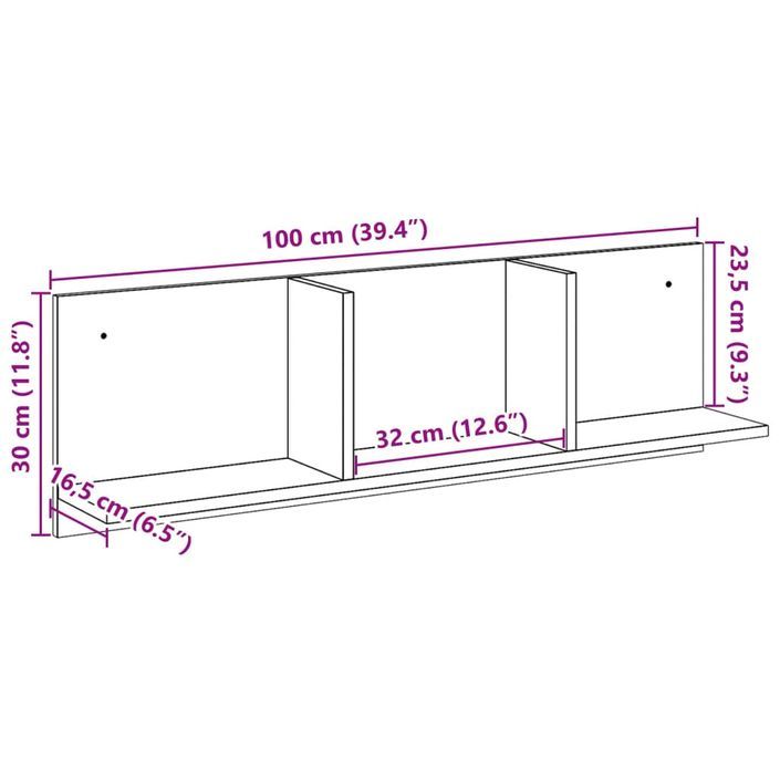 Armoire murale 100x16,5x30 cm chêne sonoma bois d'ingénierie - Photo n°9