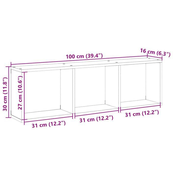 Armoire murale 100x16x30 cm blanc bois d'ingénierie - Photo n°9