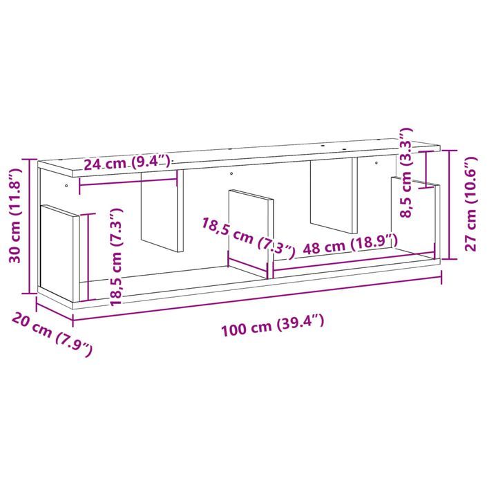 Armoire murale 100x20x30 cm blanc bois d'ingénierie - Photo n°9