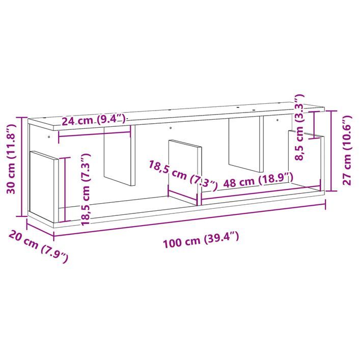 Armoire murale 100x20x30 cm sonoma gris bois d'ingénierie - Photo n°9