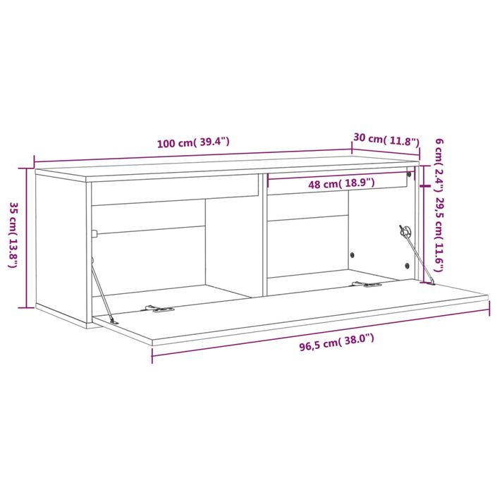 Armoire murale 100x30x35 cm Bois de pin massif - Photo n°11