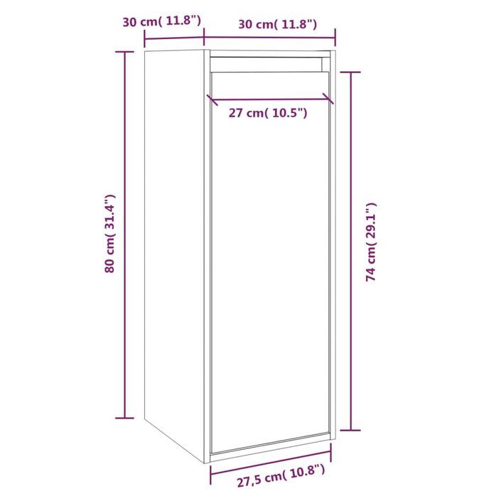 Armoire murale 30x30x80 cm Bois de pin massif - Photo n°10