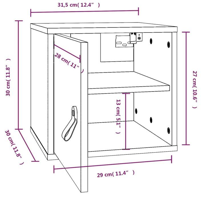 Armoire murale 31,5x30x30 cm Bois de pin massif - Photo n°11