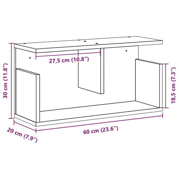 Armoire murale 60x20x30 cm chêne artisanal bois d'ingénierie - Photo n°9