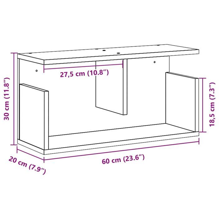 Armoire murale 60x20x30 cm chêne marron bois d'ingénierie - Photo n°9