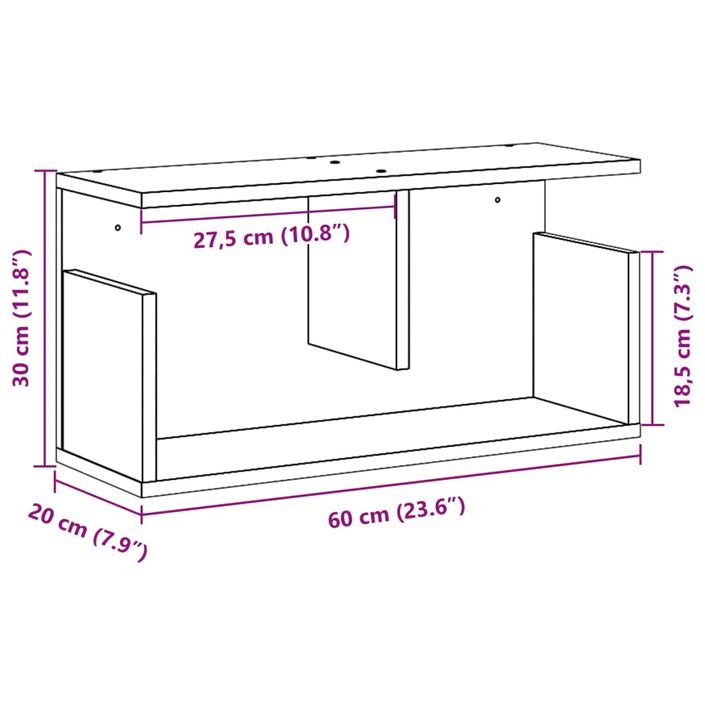 Armoire murale 60x20x30 cm gris béton Bois d'ingénierie - Photo n°9