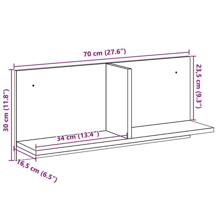 Armoire murale 70x16,5x30 cm chêne marron bois d'ingénierie - Photo n°9