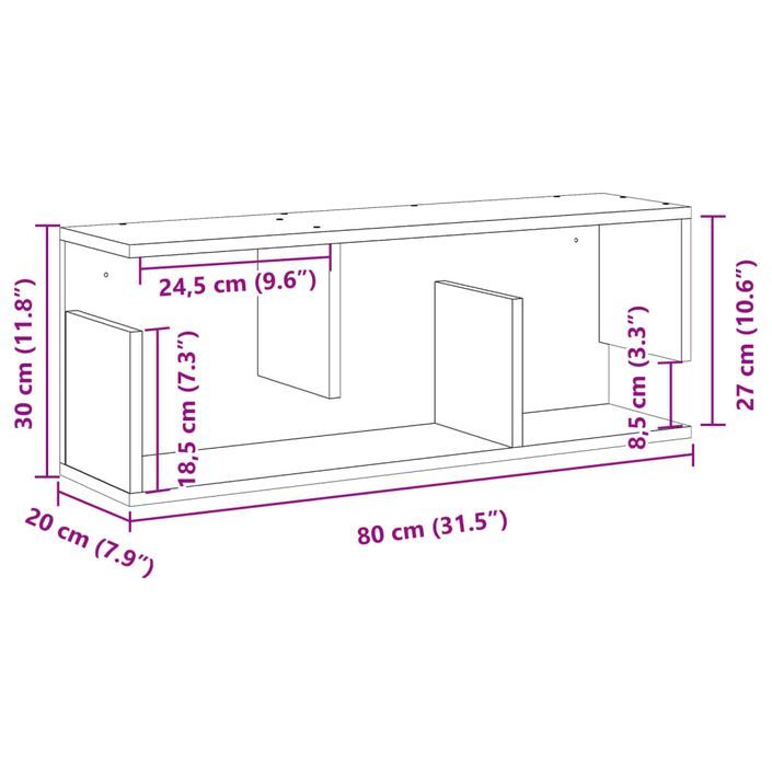 Armoire murale 80x20x30 cm chêne sonoma bois d'ingénierie - Photo n°9