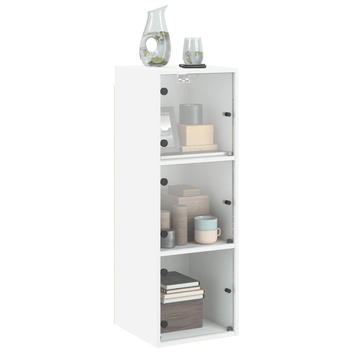 Armoire murale avec portes en verre blanc 35x37x100 cm - Photo n°4