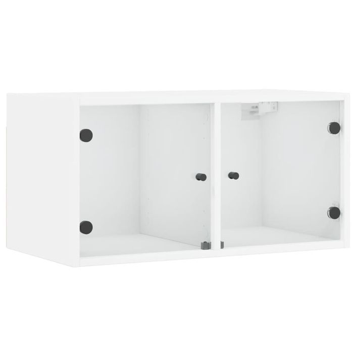 Armoire murale avec portes en verre blanc 68,5x37x35 cm - Photo n°1