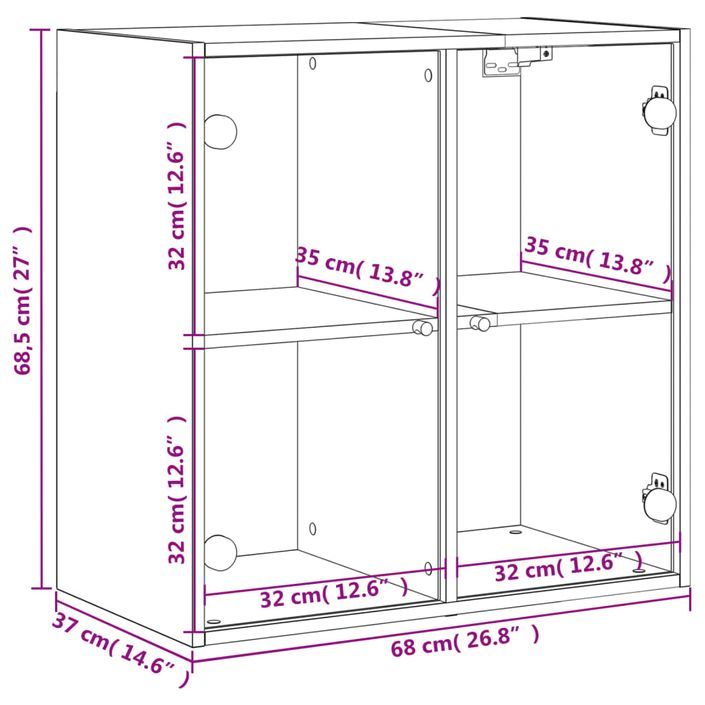 Armoire murale avec portes en verre blanc 68x37x68,5 cm - Photo n°12