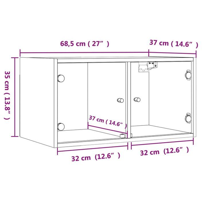 Armoire murale avec portes en verre noir 68,5x37x35 cm - Photo n°12