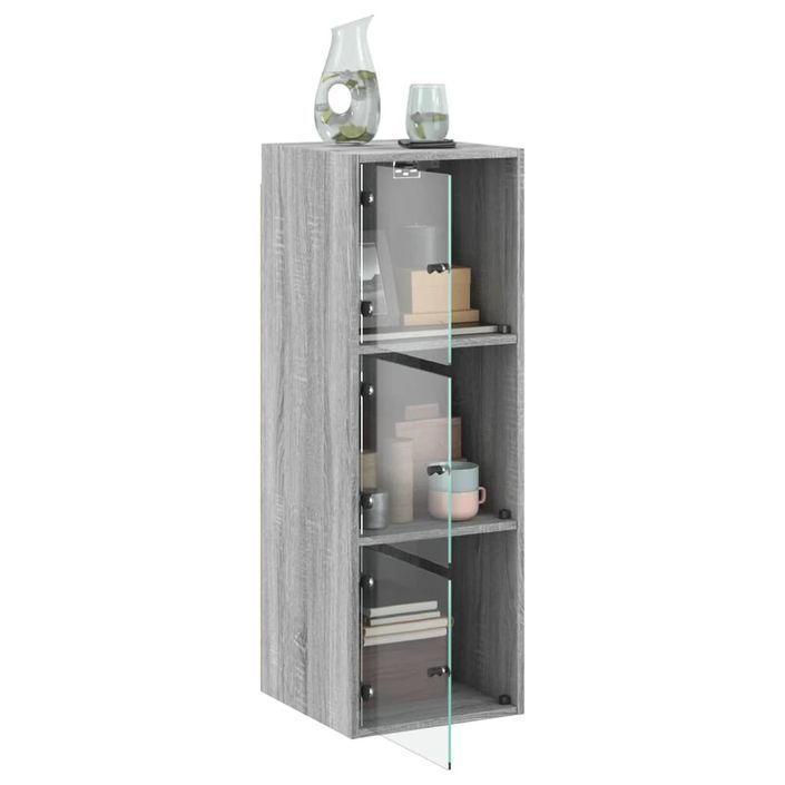 Armoire murale avec portes en verre sonoma gris 35x37x100 cm - Photo n°5