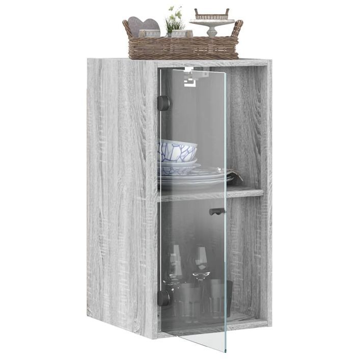 Armoire murale avec portes en verre sonoma gris 35x37x68,5 cm - Photo n°5